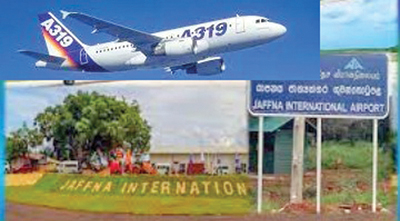 An A319 aircraft andthe Jaffna airport