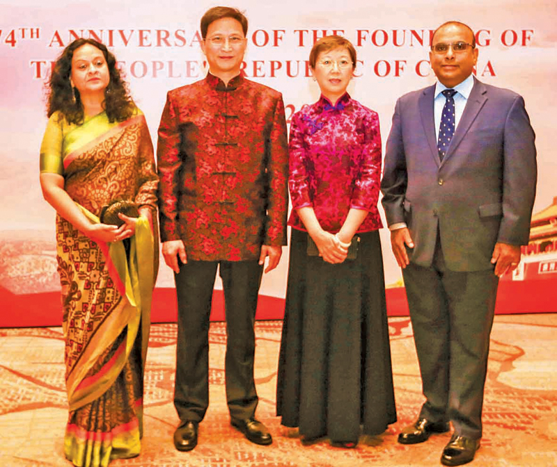 Chinese Ambassador Qi Zhenhong and Ms Qi with some of the guests
