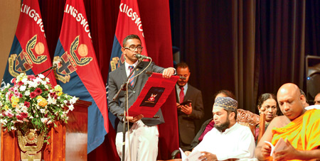 The Kingswood Prologue being recited at the Prize-giving