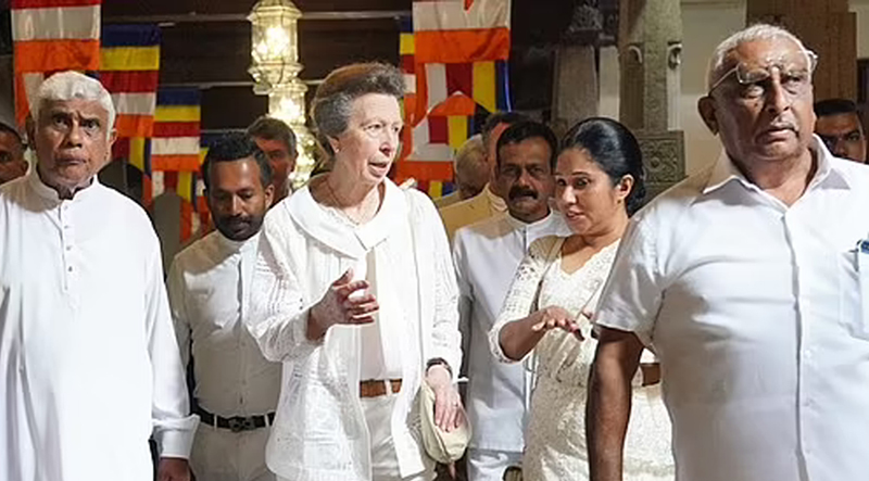 Princess Anne began the second day of her Sri Lanka tour with a visit to the Sri Dalada Maligawa (Temple of the Sacred Tooth Relic) in Kandy