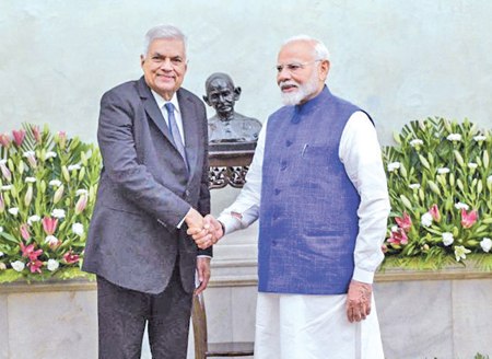 President Ranil Wickremesinghe with Prime Minister Narendra Modi