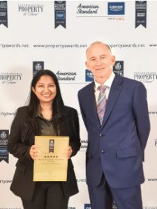 Capital Trust Properties Managing Director Minoli Wickramasinghe with International Property Awards President Stuart Shield.