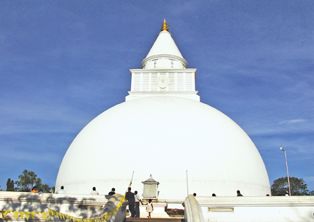 The pristine white façade of Kirivehera