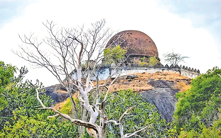 The Weheragala Chaitya atop a rock outcrop