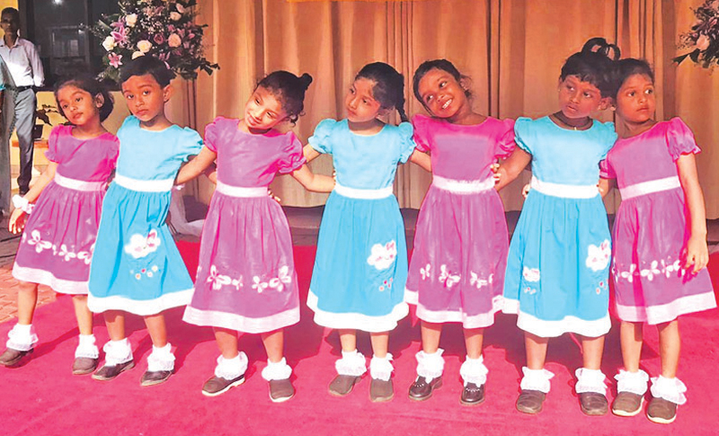 The Moratuwa Social Service Society and Home for Elders celebrated International Elders’ Day and World Children’s Day on October 1 at the Elders’ Home premises. Darshani Nanayakkara was the Chief Guest and Principal of Princess of Wales College,  Kaushalya Wijeweera was the Guest of Honour. Here a group of preschool children perform a dance item at the event.