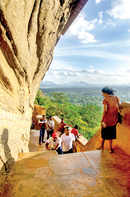 The pathway towards the rock’s summit leads from the Mirror Wall