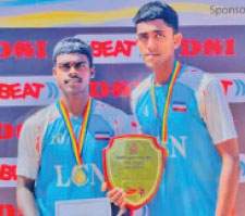 Loyola College, Negombo - under 20 boys’ champions- E.N. Hirushan Perera and W. Dayan Taneesha De Silva
