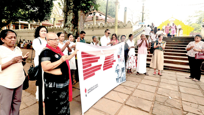 Sandhya Ekneligoda, wife of missing journalist Prageeth Ekneligoda, marked the 15th anniversary of his disappearance with a pooja at the Nawagamuwa Pattini Devalaya on Friday. Sandhya called upon the deity, seeking justice not only for her husband’s enforced disappearance but also for all victims of enforced disappearances in the country. She was joined by families of other victims and human rights activists. Ekneligoda was abducted allegedly by a group linked to the Army on January 24, 2010. Pic: Sulochana Gamage