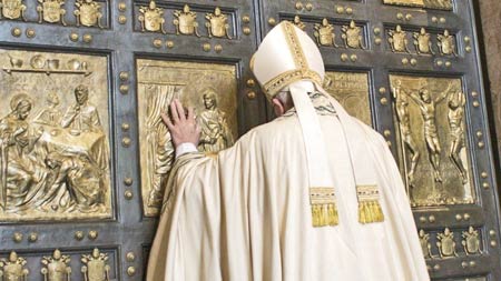 The Pope opening the Holy Door of St Peter’s Basilica