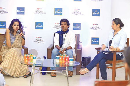 Authors Shrayana Bhattacharya and Lal Medawattegedara with moderator Artika Bakshi 