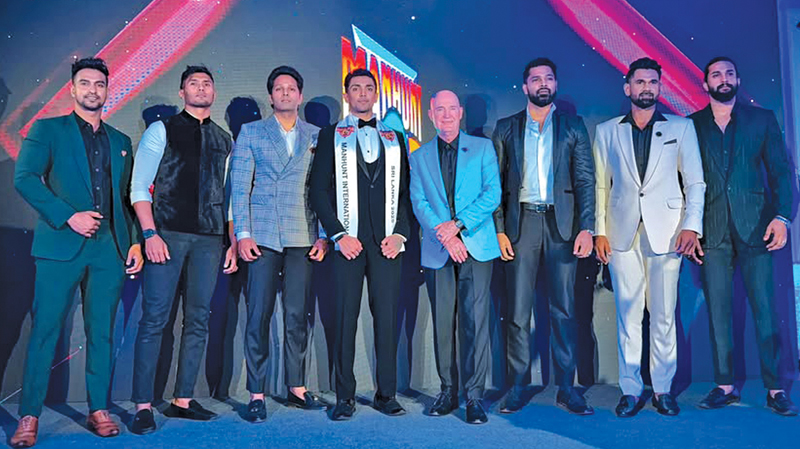 Standing alongside the past winners and the newly crowned Manhunt Sri Lanka 2025 with the President of Manhunt International, Rosko Dickinson.