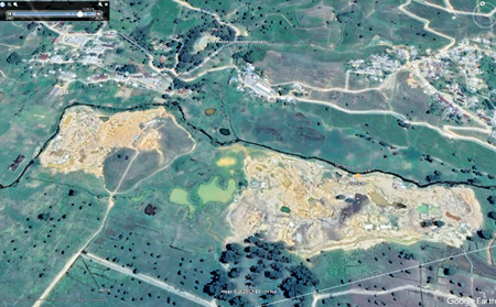 Satellite images from Google Earth Pro reveal that seven large pits, including two dug during the 2016 gem mining operations, remain unclosed