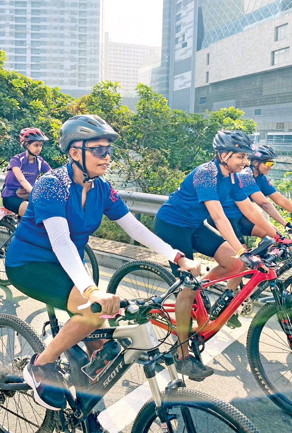 Women cyclists gathered for the ‘Ride Colombo’ charity event yesterday to mark International Women’s Day. The ride from Galle Face to Kollupitiya celebrated women empowerment, fitness, and community, while also promoting women in tourism.